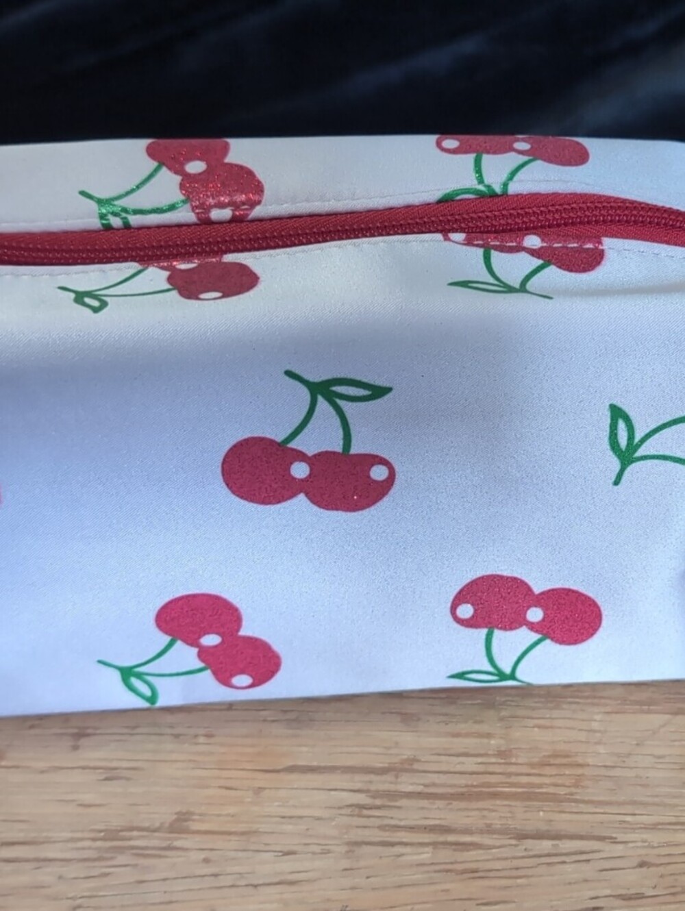 Cherry Print Cosmetic Bag - Red & Green